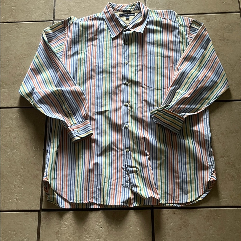 Tommy Hilfiger Shirt Cotton Multicolor Men Size XL Striped